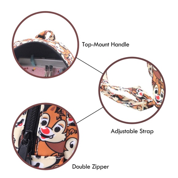 Chip & Dale All Over Print Small Nylon Bag Multipurpose Causal Daypack Mini Bag - Picture 5 of 7